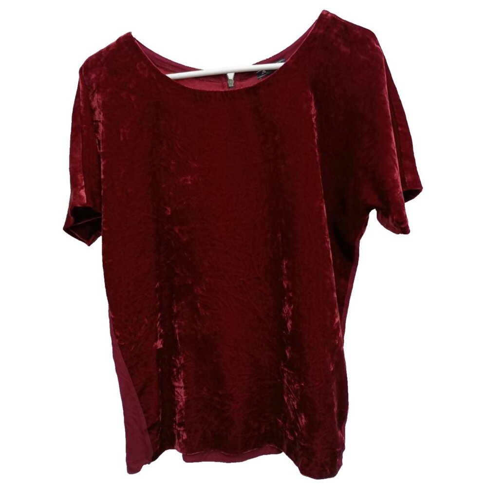 Lucky Brand BOHO Gothic Holiday Top Womens Size Small Red Velvet Mixed Media